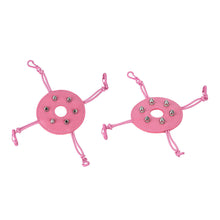 Load image into Gallery viewer, Pair of pink riveted covers with four elastic fastening cords
