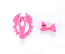 Load image into Gallery viewer, Pink scorpion chastity cage front view with separate support piece
