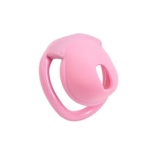 Lade das Bild in den Galerie-Viewer, Pink silicone dome chastity cage front view on white background
