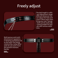 Load image into Gallery viewer, Silver Scale Armor Chain Chastity Pants waist belt adjustment illustration
