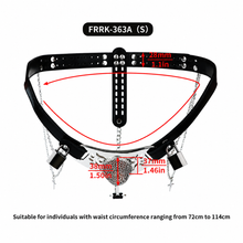 Load image into Gallery viewer, Silver Scale Armor Chain Chastity Pants S cage measurement diagram
