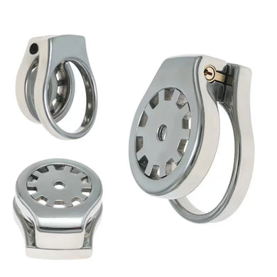 Stainless Thickened Gear Flat Chastity Cage 