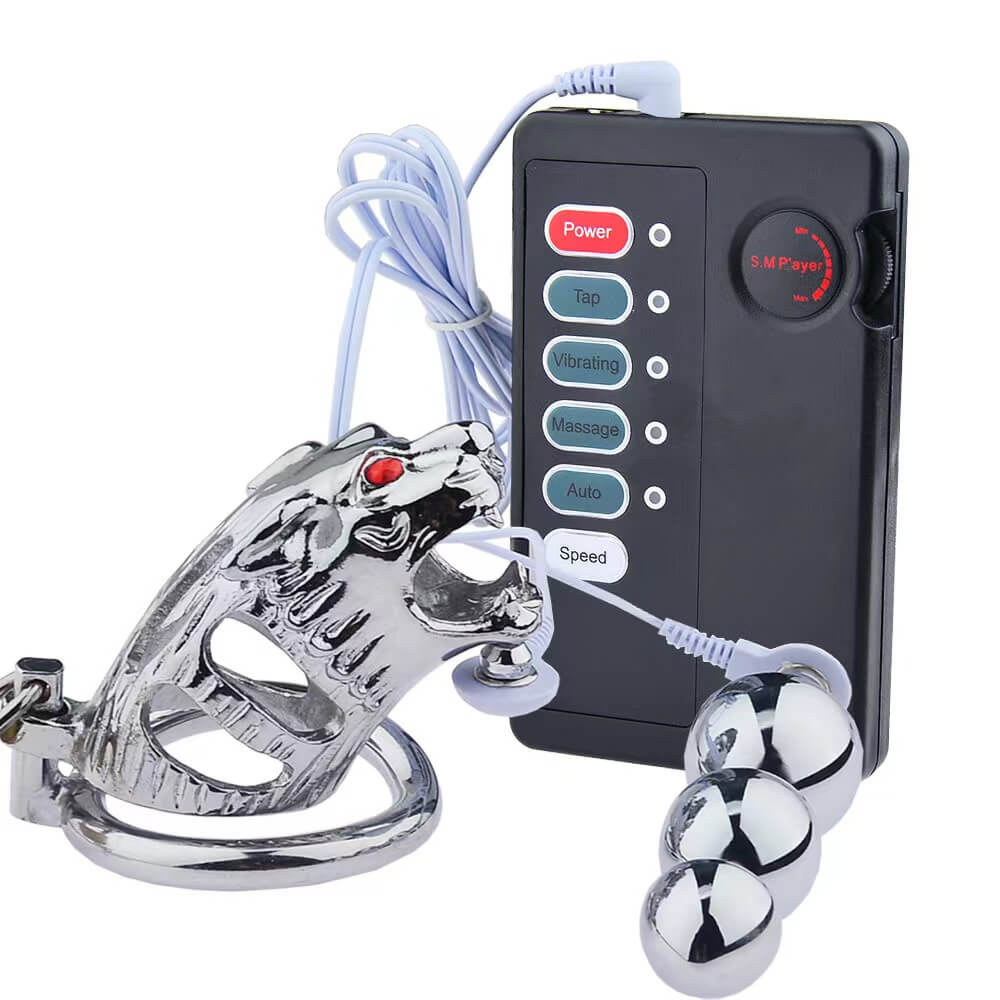 Tiger Cage Electronic Stimulation Male Chastity Device  chastity-devices