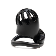 Lade das Bild in den Galerie-Viewer, Black ventilated beginner chastity cage front view
