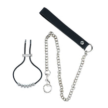 Load image into Gallery viewer, Weighted Stainless Steel Chastity Cage with Chain – beaded rope and chain components
