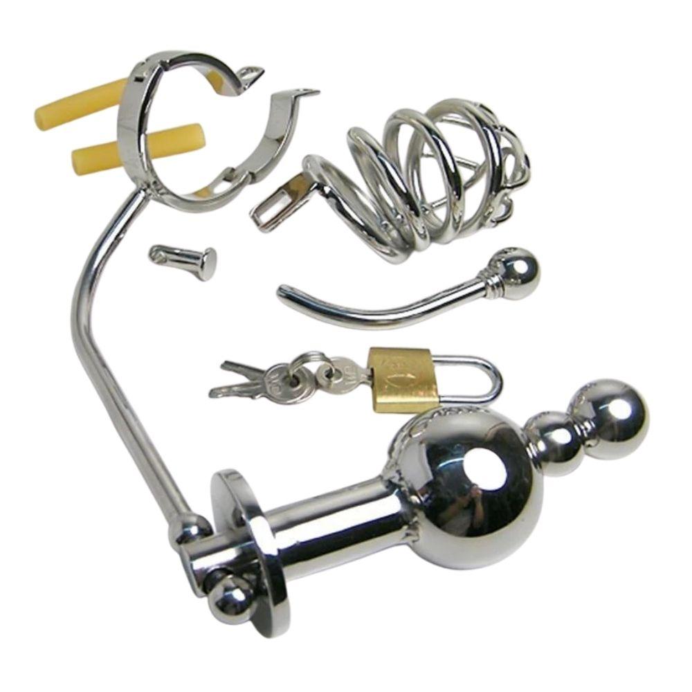 Cock Cage with a Butt Plug attachment and Urethral Sound 1.77 inches L –  chastity-devices