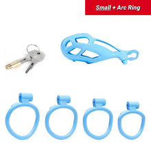 Load image into Gallery viewer, Small | Blue Cobra Male Chastity Cage with 4 Rings

