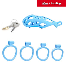 Load image into Gallery viewer, Maxi | Blue Cobra Male Chastity Cage with 4 Rings
