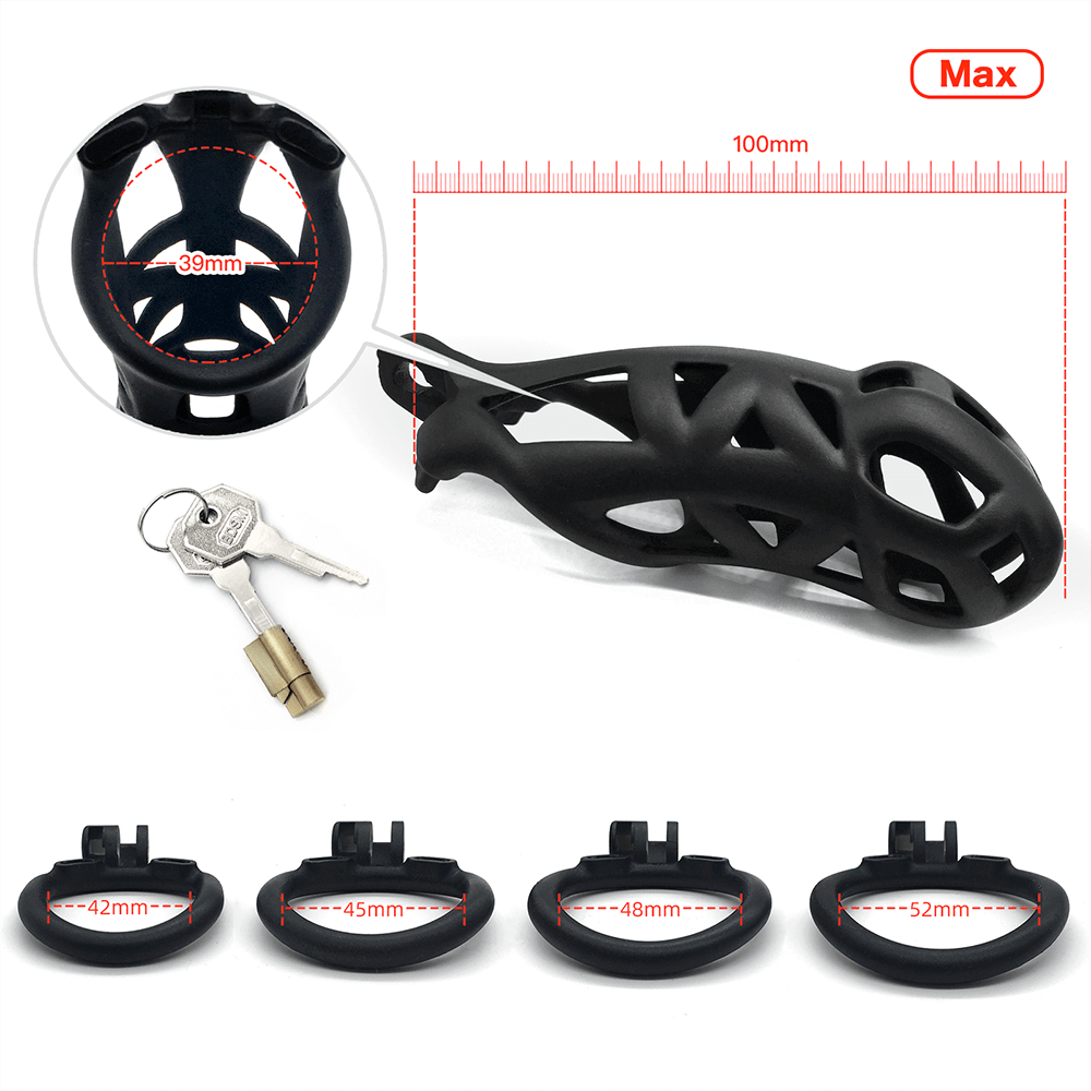 2025 NEW Cobra ES6 Male Chastity Device - Breathable Cage Mini Lock With 4 Rings