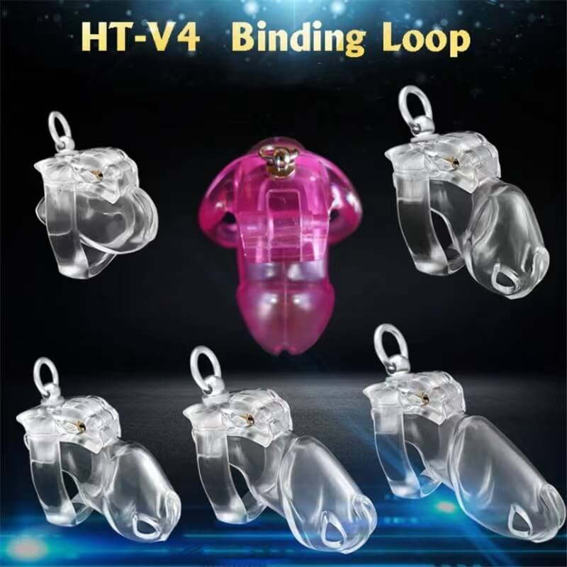 HT-V4 Cage with Binding Loop Ring Male Chastity Device