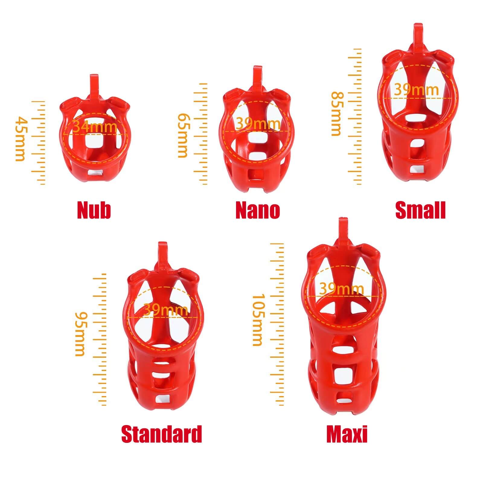 Nano Red Cobra Male Chastity Cage with 4 Rings – chastity-devices