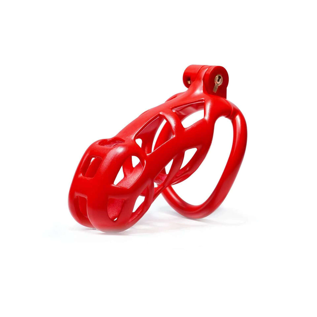 Standard Red Cobra Male Chastity Cage with 4 Rings