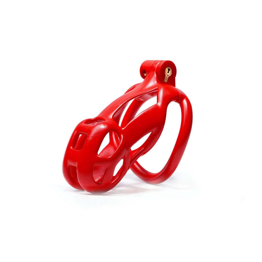 Small Red Cobra Male Chastity Cage with 4 Rings