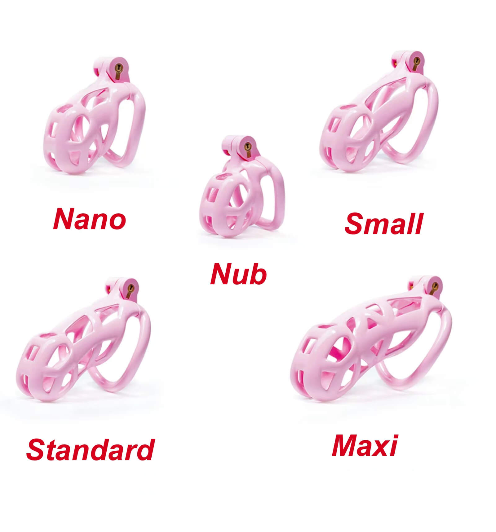 Small | Pink Cobra Male Chastity Cage with 4 Rings