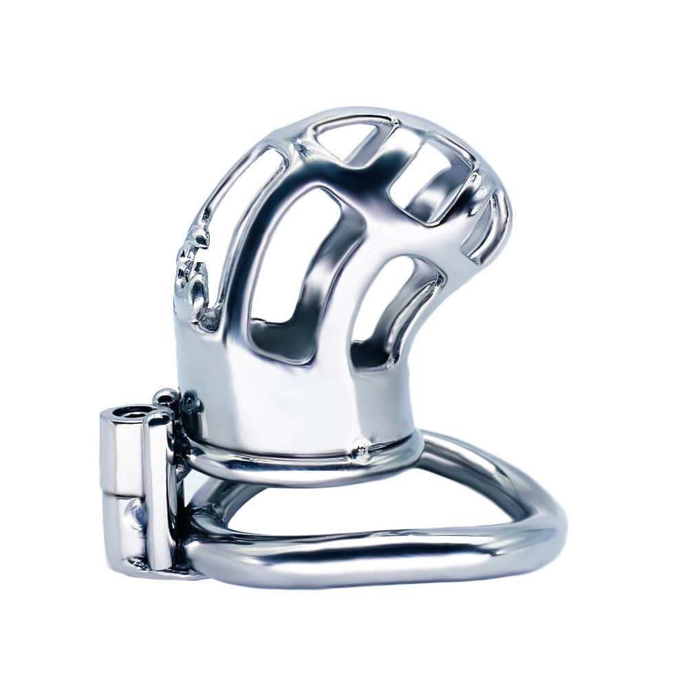 Men's stainless steel arc ring chastity lock