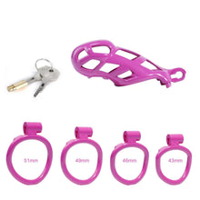 Load image into Gallery viewer, Standard Purple Cobra Male Chastity Cage with 4 Rings

