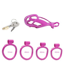 Load image into Gallery viewer, Small Purple Cobra Male Chastity Cage with 4 Rings
