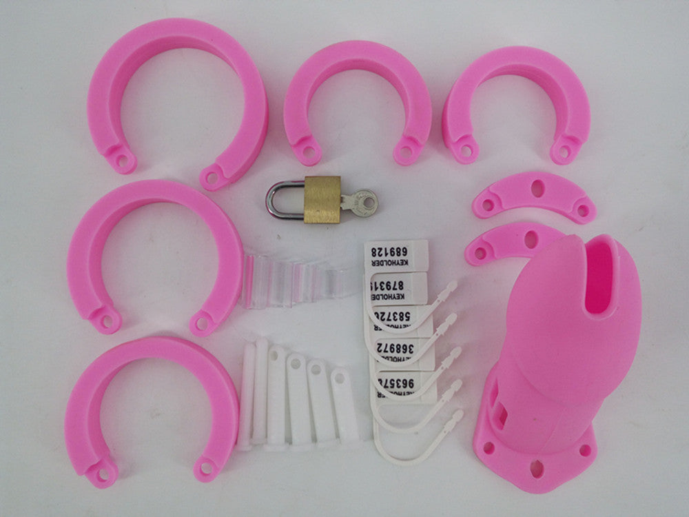 sexpuppe doll Silicone Chastity Cage Perverse Pink(all rings included) – chastity-devices