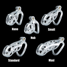 Load image into Gallery viewer, Small Silver Cobra Male Chastity Cage With 4 Rings
