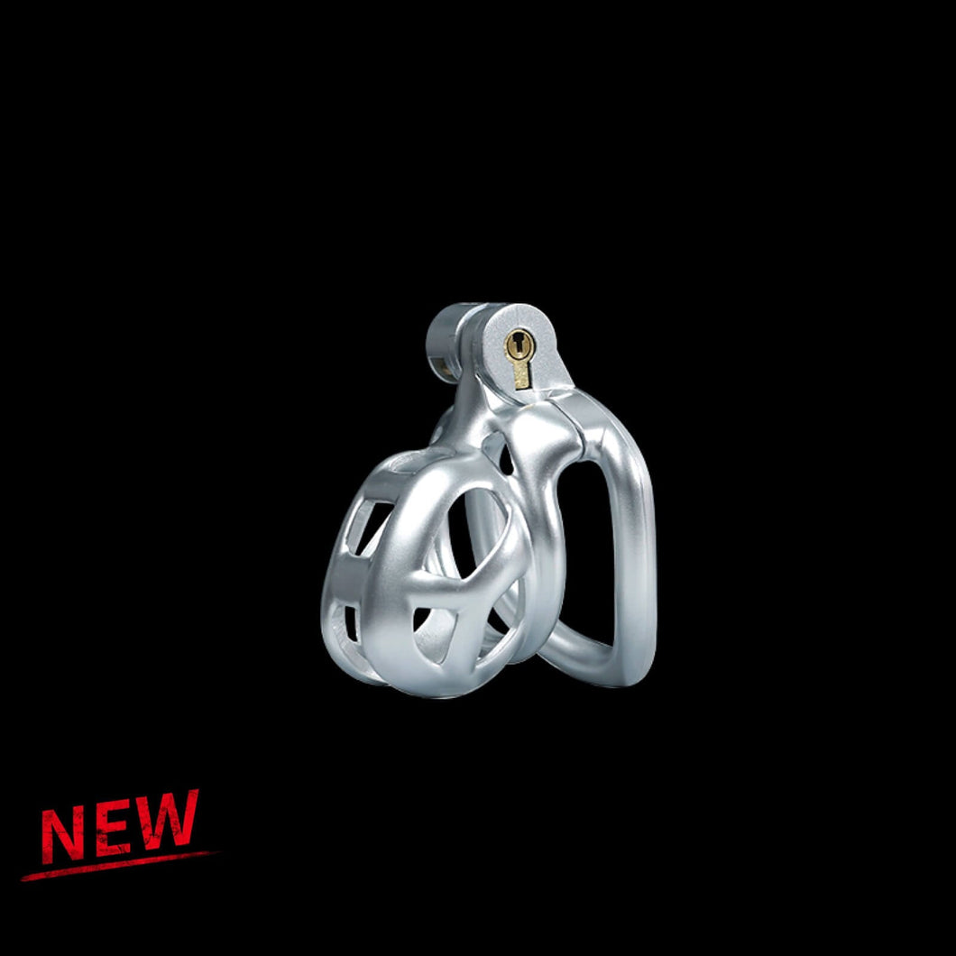 Nub Silver Cobra Male Chastity Cage With 4 Rings
