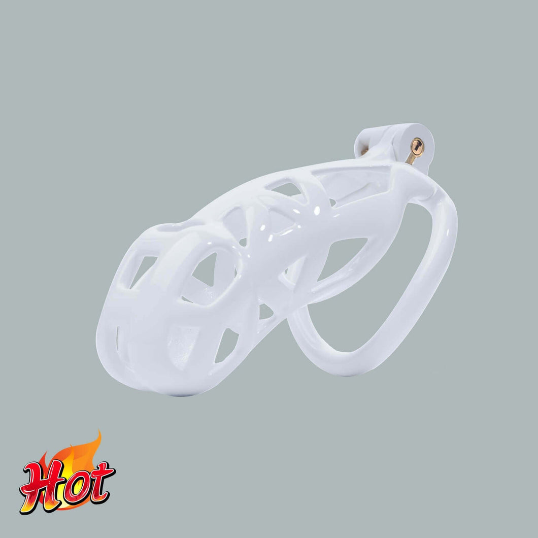 Maxi White Cobra Male Chastity Cage With 4 Rings