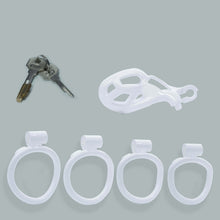 Load image into Gallery viewer, Nano White Cobra Male Chastity Cage With 4 Rings
