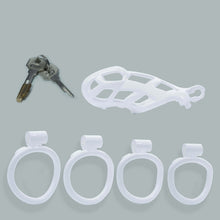 Load image into Gallery viewer, Standard White Cobra Male Chastity Cage With 4 Rings
