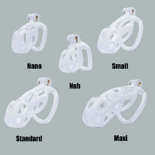 Load image into Gallery viewer, Nub White Cobra Male Chastity Cage With 4 Rings
