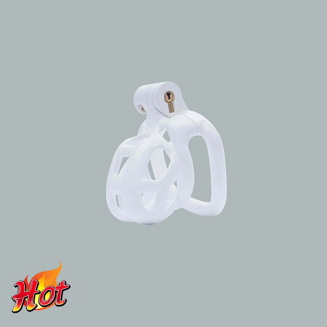 Nub White Cobra Male Chastity Cage With 4 Rings