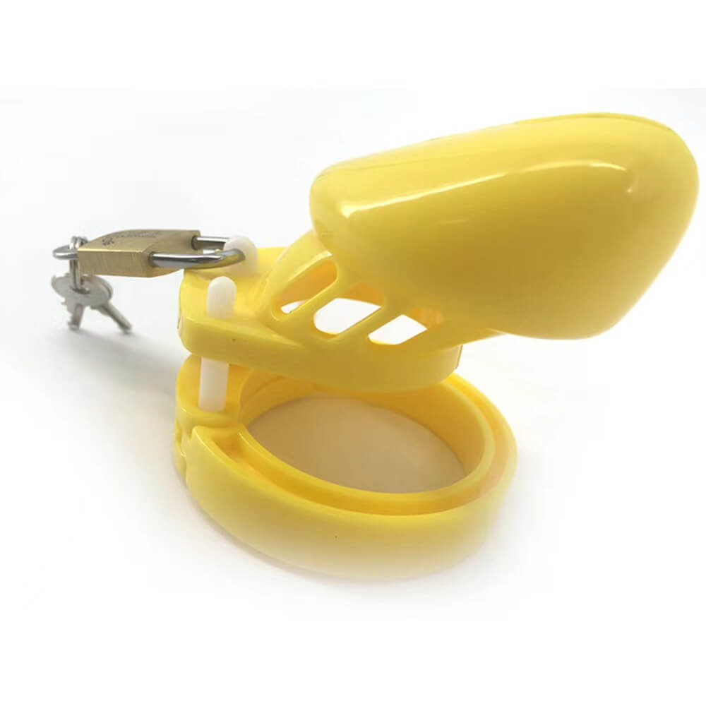 Yellow Plastic Cock Cage 3.15 inches and 3.94 inches long – chastity-devices